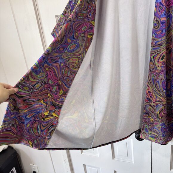 Candy Catz Rave Wear Festival Size M Open Duster Kimono Water Marble Print EUC - Picture 6 of 11